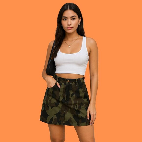 Joe Fresh Camo Utility Mini Skirt – Size 4 - Picture 1 of 9